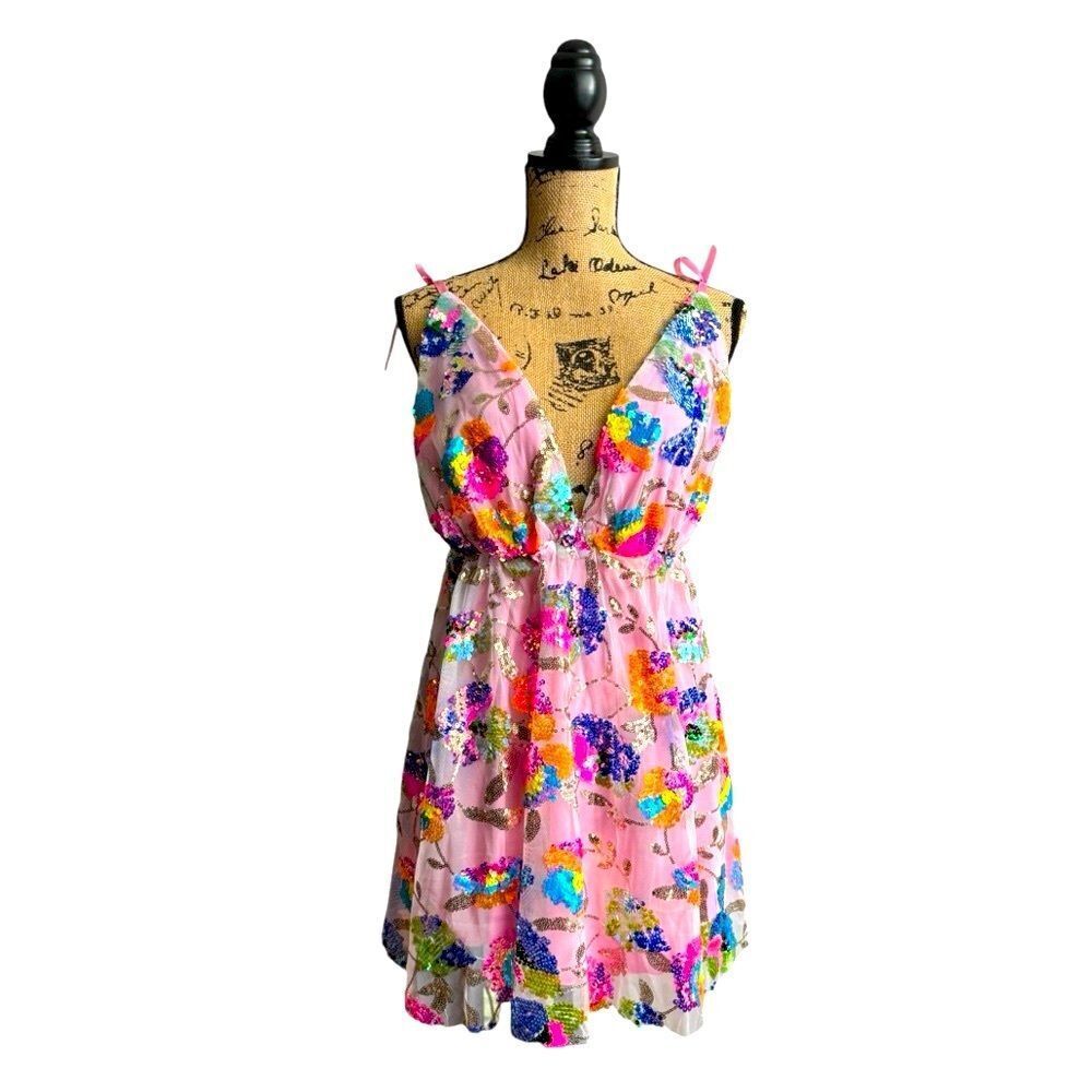Garden of Eden Inspired Sequin Backless Mini Dress Size Large NWOT  5 0448 - Picture 2 of 12